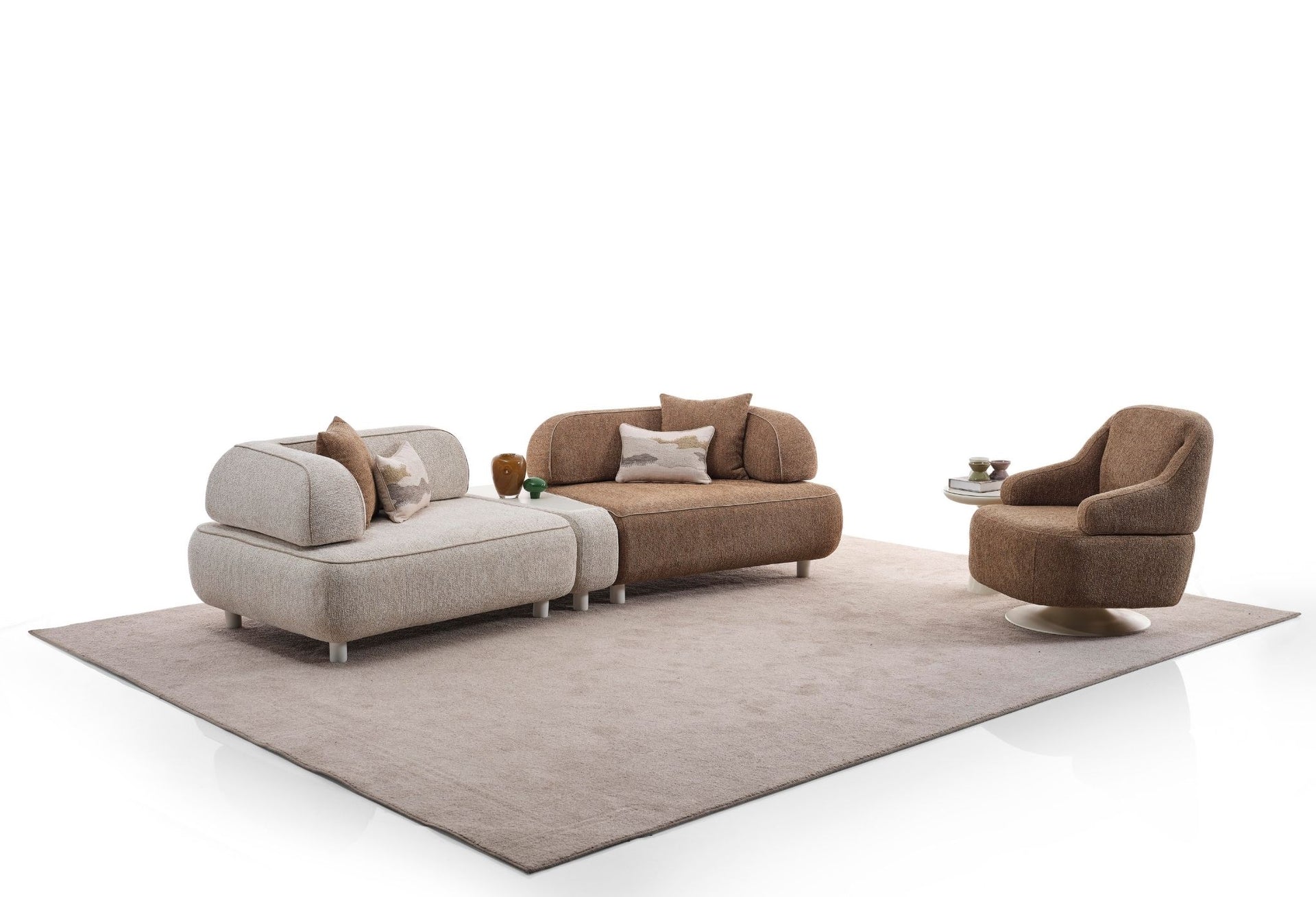 Mokka Polstergarnitur 3-er + Sessel